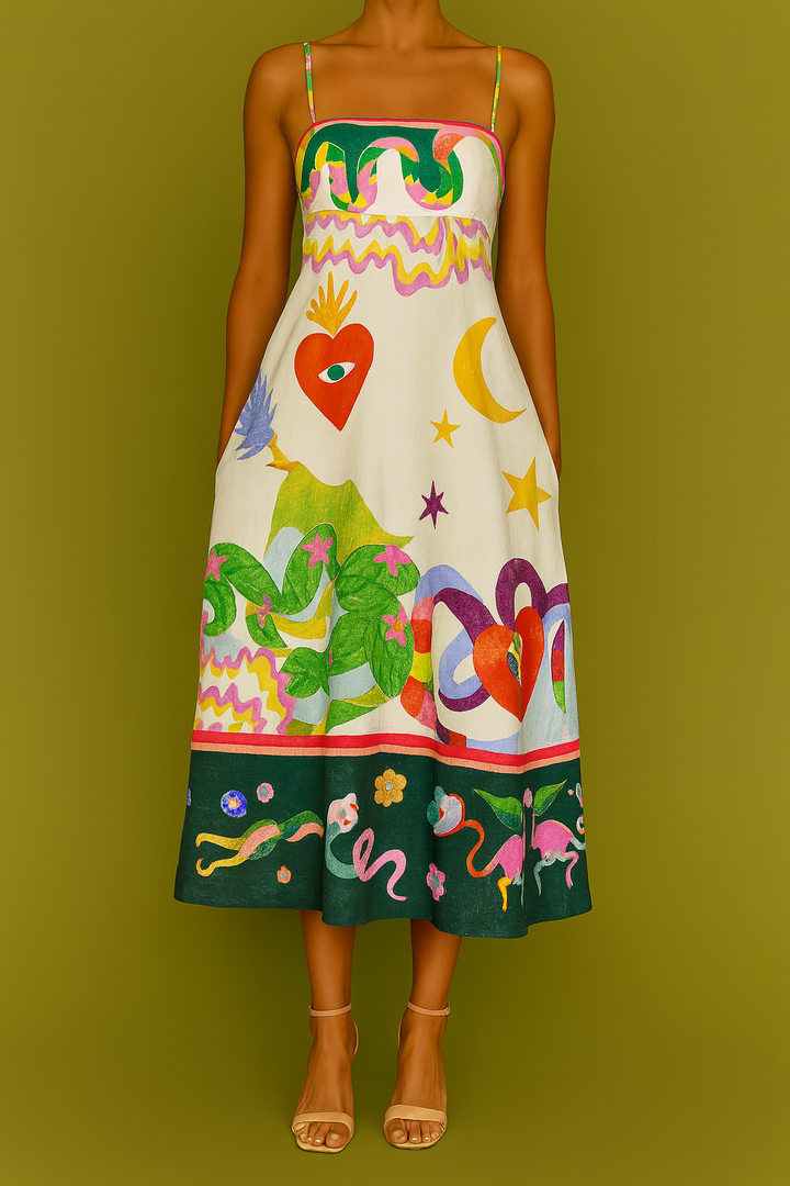 Vestido Tirantes estampado corazón