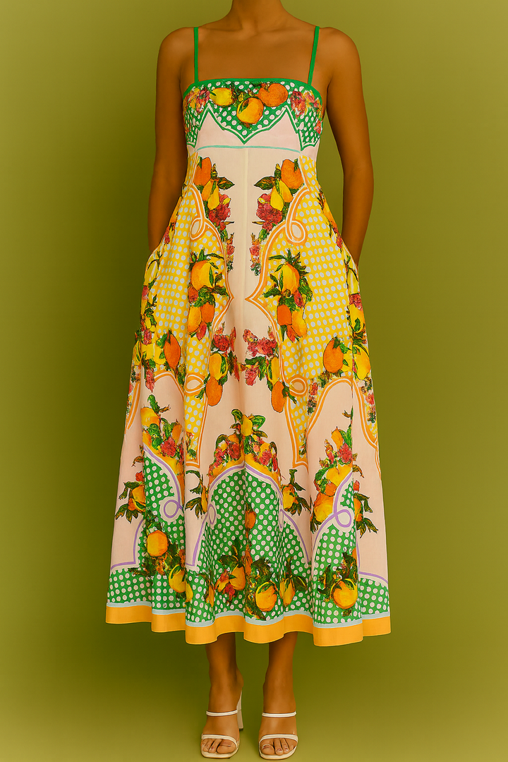 Vestido Tirantes estampado frutas