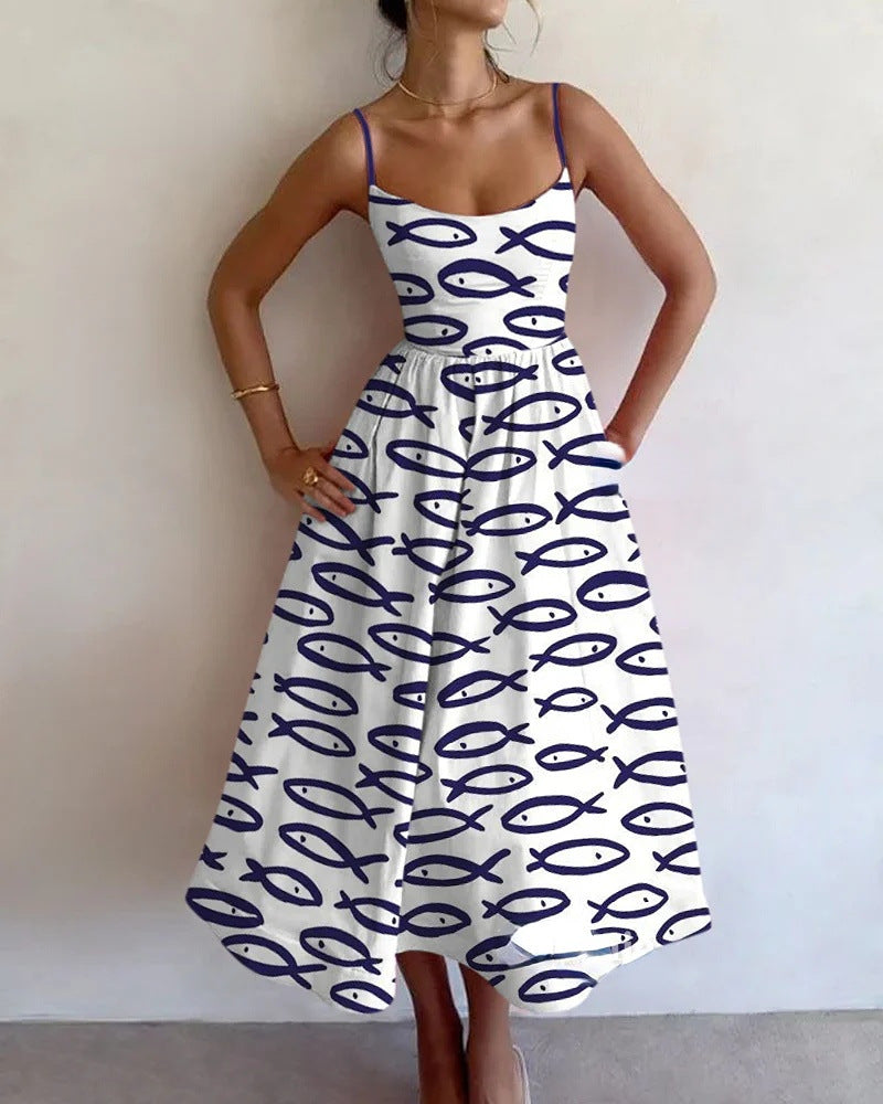 Vestido Tirantes estampado sardinitas