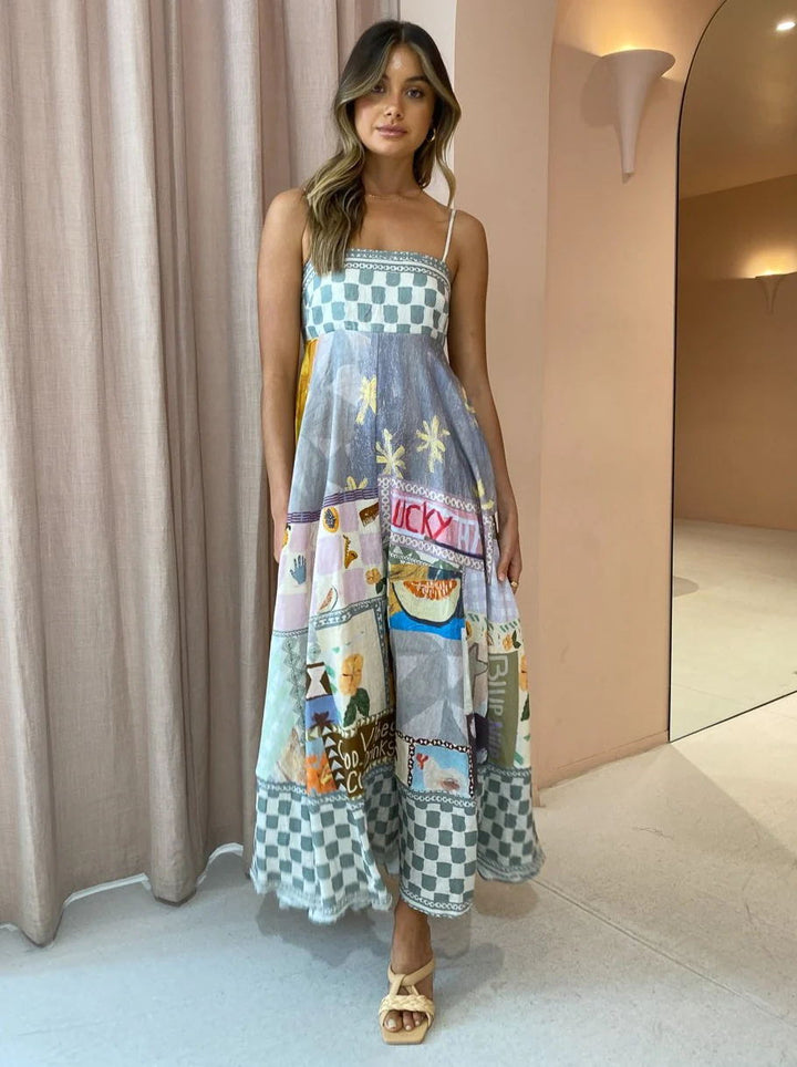 Vestido Tirantes estampado cuadros